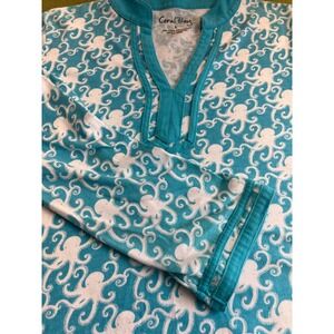 Coral Bay Octopus print cover up beach pool resort vacation LG coastal nautical